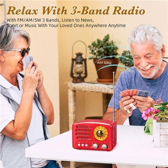 Portable Transistor Radio AM FM Small Retro Vintage Radio with Bluetooth - Picture 3 of 6